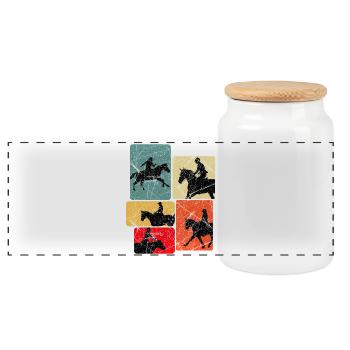 Equestrian Pop Silhouetten Kollektion - Panorama Keksdose mit Holzdeckel - Weiß - Vorne