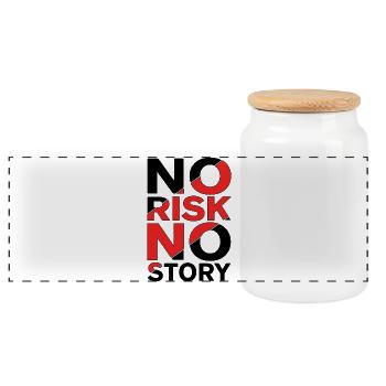 No Risk No Story - Panoramic Cookie Jar with Wooden Lid - white - Front