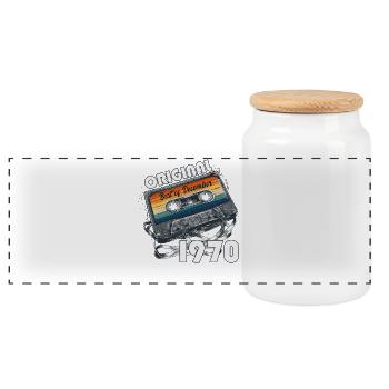 Cassette du 55e anniversaire décembre 1970 - Boîte à biscuits avec couvercle en bois - blanc - Devant