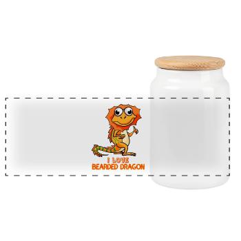 Art amusant de lézard de dessins animés amateur de dragons barbus mignons - Boîte à biscuits avec couvercle en bois - blanc - Devant