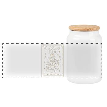 Mystische Tarotkarte The Magician Design - Panorama Keksdose mit Holzdeckel - Weiß - Vorne