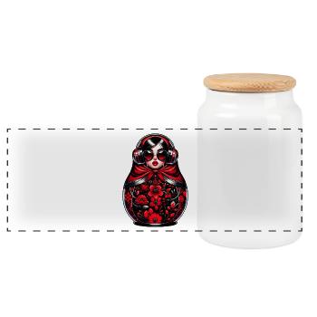 Russian Matryoshka Music Russia Russian - Panoramic Cookie Jar with Wooden Lid - white - Front