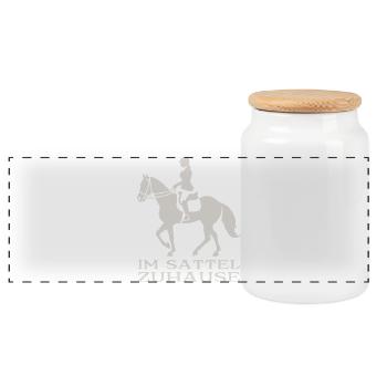 Chez soi en selle - Boîte à biscuits avec couvercle en bois - blanc - Devant