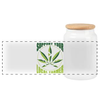 Funny Stoner Outfits - Panoramic Cookie Jar with Wooden Lid - white - Front