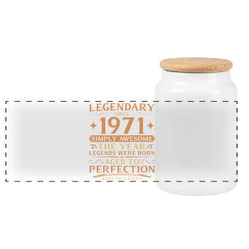 55e anniversaire de Legends 1971 - Boîte à biscuits avec couvercle en bois - blanc - Devant