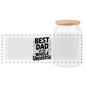 Best Dad in the Whole World - Panoramic Cookie Jar with Wooden Lid - white - Front