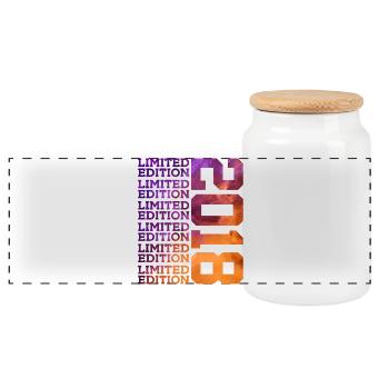 8 YEARS LIMITED EDITION 2018 8TH BIRTHDAY - Panoramic Cookie Jar with Wooden Lid - white - Front