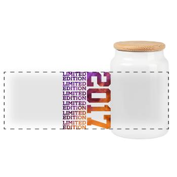 9 Jahre LIMITED EDITION 2017 9. Geburtstag - Panorama Keksdose mit Holzdeckel - Weiß - Vorne
