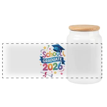 Schulabsolvent 2026 Zitat - Panorama Keksdose mit Holzdeckel - Weiß - Vorne
