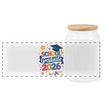 Schulabsolvent 2026 Zitat - Panorama Keksdose mit Holzdeckel - Weiß - Vorne