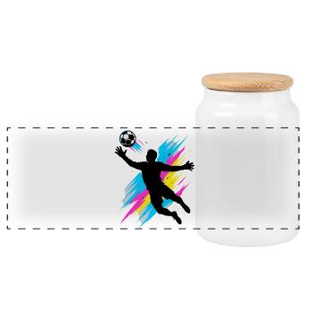 Saut néon du gardien, cadeau de football, enfants - Boîte à biscuits avec couvercle en bois - blanc - Devant