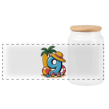 Vacances du 9e anniversaire 9 ans - Boîte à biscuits avec couvercle en bois - blanc - Devant