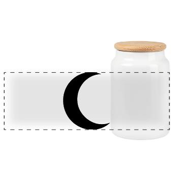 Mond Silhouette Minimalismus - Panorama Keksdose mit Holzdeckel - Weiß - Vorne