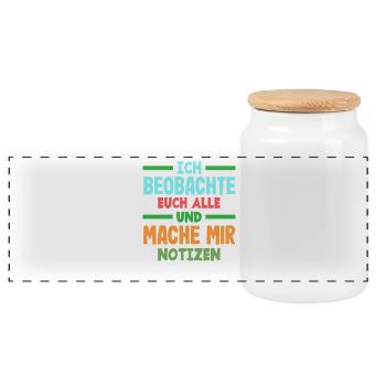 I'm watching you, taking notes, humor, office, - Panoramic Cookie Jar with Wooden Lid - white - Front