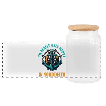 Mer du Nord JE NE SUIS VRAIMENT HEUREUX QUE DANS - Boîte à biscuits avec couvercle en bois - blanc - Devant