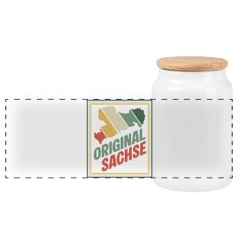 Emblème rétro original de Saxe - Boîte à biscuits avec couvercle en bois - blanc - Devant