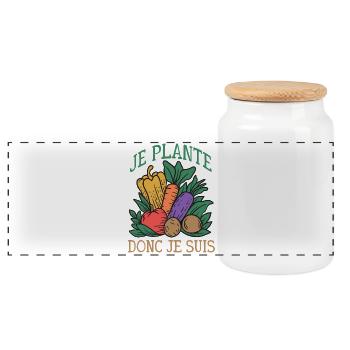 I plant therefore I am humor gardening & vegetable garden - Panoramic Cookie Jar with Wooden Lid - white - Front