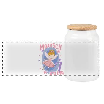 7ème anniversaire fée 7 ans fille anniversaire motif - Boîte à biscuits avec couvercle en bois - blanc - Devant