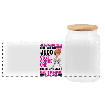 Je suis Une Fille Qui Fait du Judo - Boîte à biscuits avec couvercle en bois - blanc - Devant