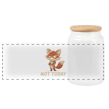 Fox Humor - Panoramic Cookie Jar with Wooden Lid - white - Front