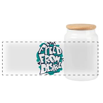 Feed From Desire Graffiti Tee - Panoramic Cookie Jar with Wooden Lid - white - Front