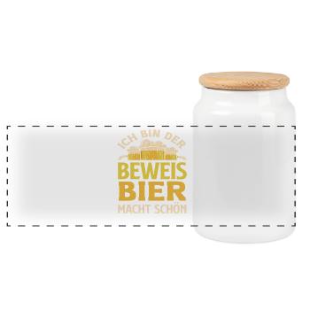 Je suis la preuve – la bière te rend belle - Boîte à biscuits avec couvercle en bois - blanc - Devant