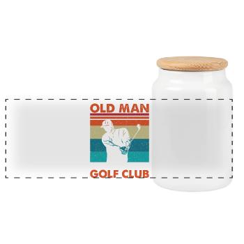 Golf - Panorama Keksdose mit Holzdeckel - Weiß - Vorne