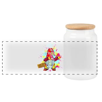 CREATIVE GNOME Dab Graffiti Artist XMas - Panoramic Cookie Jar with Wooden Lid - white - Front