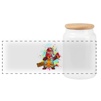 CHEF WICHTEL Dab Graffiti Weiblich Xmas Spruch - Panoramic Cookie Jar with Wooden Lid - white - Front