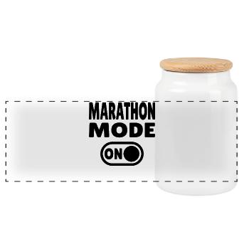 Marathon Mode On – Running with passion - Panoramic Cookie Jar with Wooden Lid - white - Front
