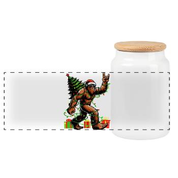 Bigfoot, Héros de la Lumière de Noël - Boîte à biscuits avec couvercle en bois - blanc - Devant