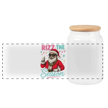 Rizz The Season Santa Claus Weihnachtsmann - Panorama Keksdose mit Holzdeckel - Weiß - Vorne