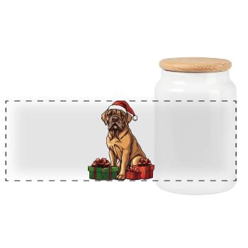 Mastiff Hund Weihnachten Geschenke - Panorama Keksdose mit Holzdeckel - Weiß - Vorne