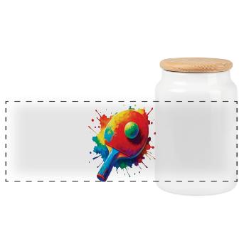 Tennis de Table - Design Sport Ping-Pong Splash - Panoramic Cookie Jar with Wooden Lid - white - Front