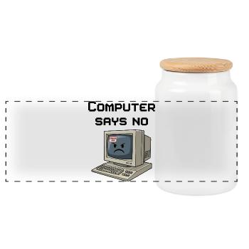 Retro Computer 404 Fehler - Panorama Keksdose mit Holzdeckel - Weiß - Vorne