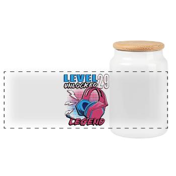 Level 29 Legend Neon Headphones - Panoramic Cookie Jar with Wooden Lid - white - Front