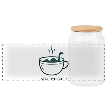 Nessie Stay Hydrated Mug - Panoramic Cookie Jar with Wooden Lid - white - Front