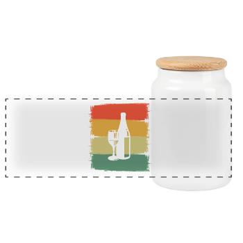 Wine - Panoramic Cookie Jar with Wooden Lid - white - Front