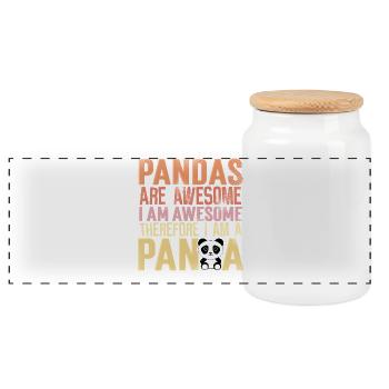 Panda - Boîte à biscuits avec couvercle en bois - blanc - Devant