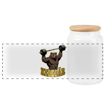 Weightlifter HEBEBÄR Gym Funny - Panoramic Cookie Jar with Wooden Lid - white - Front