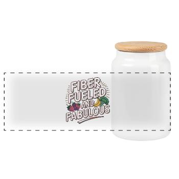 Nutritionist Fiber Fueled And Fabulous Dietitian - Panoramic Cookie Jar with Wooden Lid - white - Front