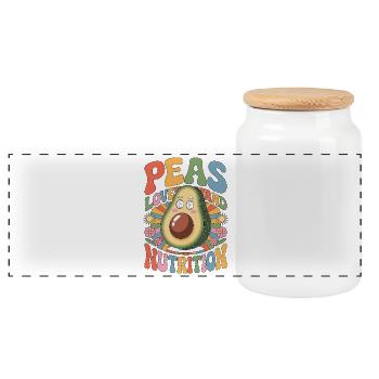 Nutritionist Peas Love And Nutritional Coach - Panoramic Cookie Jar with Wooden Lid - white - Front