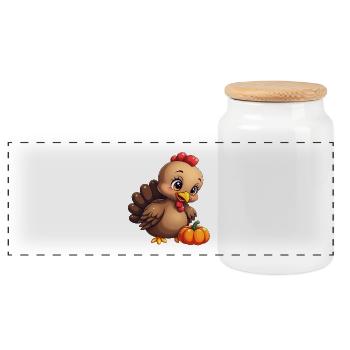 Thanksgiving Truthahn Baby - Panorama Keksdose mit Holzdeckel - Weiß - Vorne