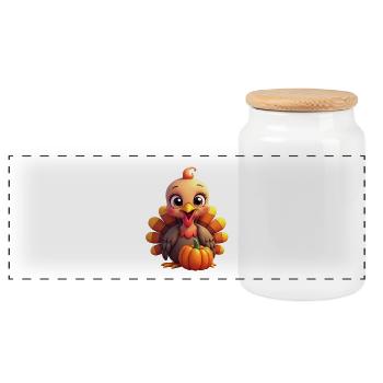 Bébé dinde de Thanksgiving - Boîte à biscuits avec couvercle en bois - blanc - Devant