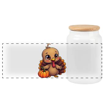 Thanksgiving Truthahn Baby - Panorama Keksdose mit Holzdeckel - Weiß - Vorne