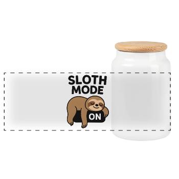 Sloth Fashion On Sloth Resting Relaxation Saying - Panoramic Cookie Jar with Wooden Lid - white - Front