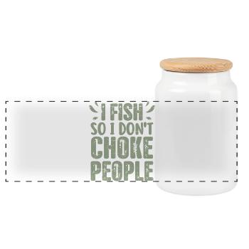 Hilarious Fisherman Saying Fishing Present - Panoramic Cookie Jar with Wooden Lid - white - Front