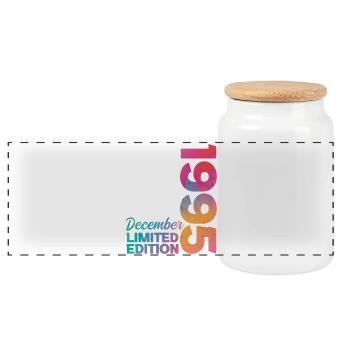 Birthday December 1995 Born in December Gift - Panoramic Cookie Jar with Wooden Lid - white - Front