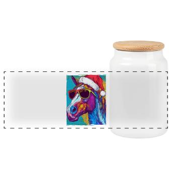 Portrait de Noël de cheval - Boîte à biscuits avec couvercle en bois - blanc - Devant
