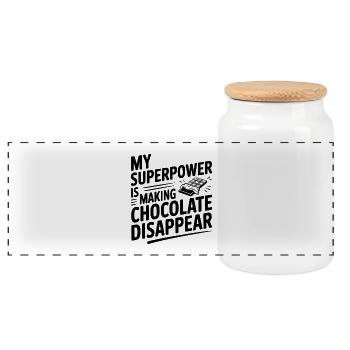 Mon super-pouvoir est de faire disparaître le chocolat - Boîte à biscuits avec couvercle en bois - blanc - Devant
